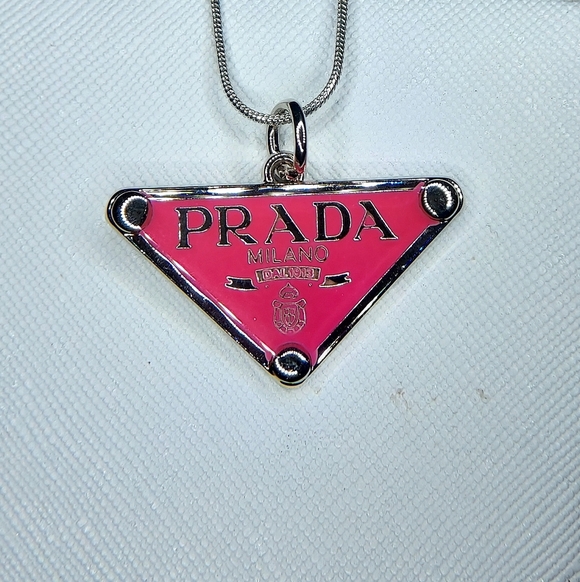 Upcycled Jewelry - Silver and Pink Pendant Necklace #49